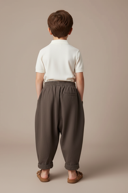 Pantalon Baggy Kaki Ample Coton Plissé Enfant - vue 2