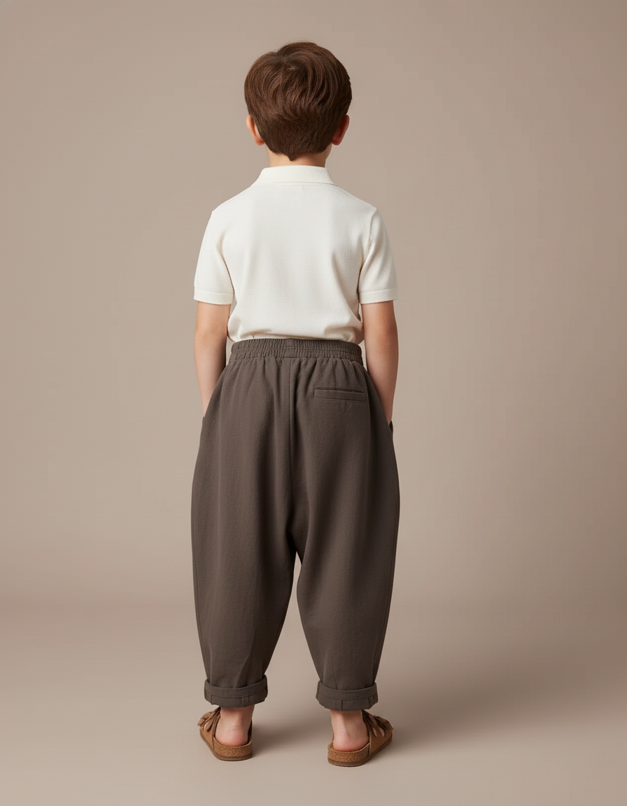 Pantalon Baggy Kaki Ample Coton Plissé Enfant - vue 2