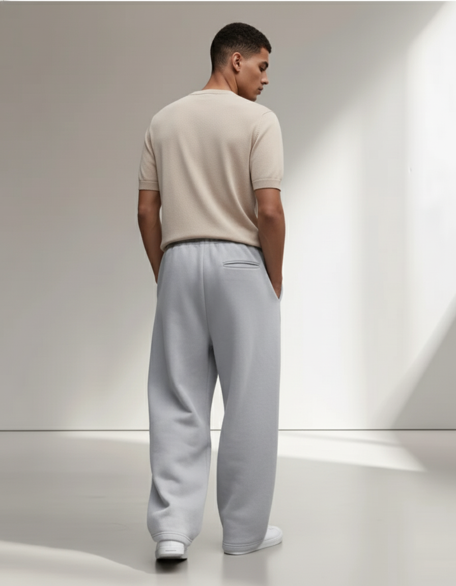 Pantalon Baggy Gris Ample Molleton Décontracté Homme - vue 2