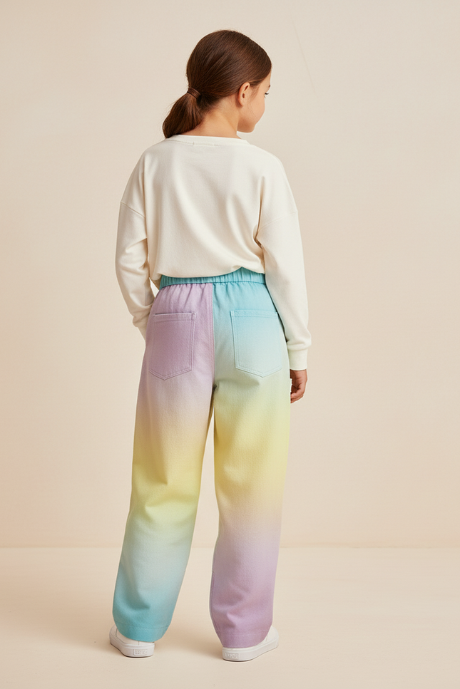 Pantalon Baggy Dégradé Pastel Ample Confortable Enfant - Multicolore Coton - vue 2