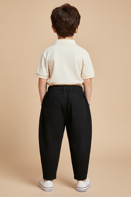 Pantalon Baggy Noir Ample Droit Enfant Décontracté - Jean - vue 2
