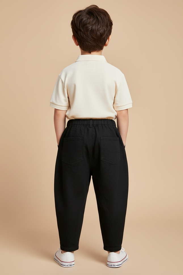 Pantalon Baggy Noir Ample Droit Enfant Décontracté - Jean - vue 2