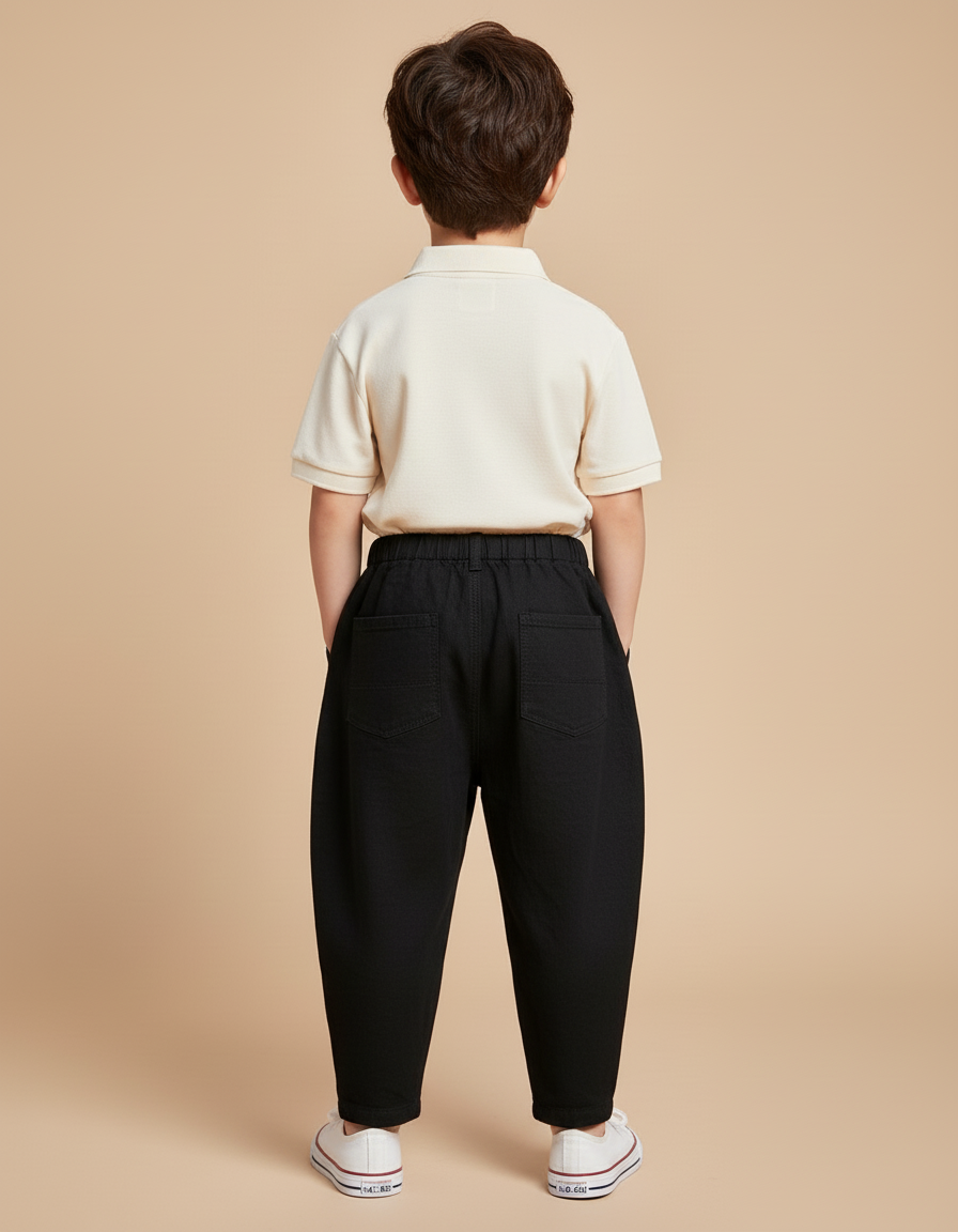 Pantalon Baggy Noir Ample Droit Enfant Décontracté - Jean - vue 2