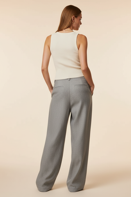 Pantalon Baggy Gris Étoile Ample Décontracté Fluide - Laine - vue 2