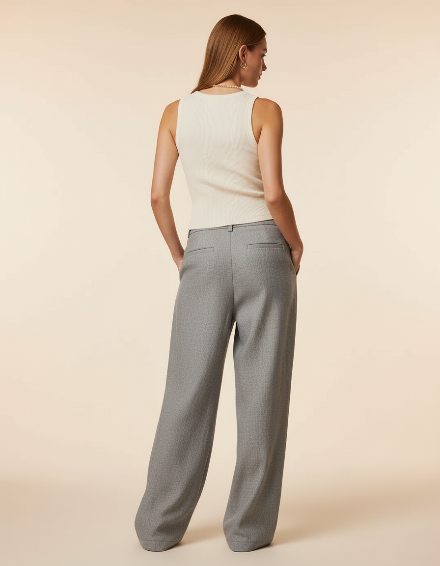 Pantalon Baggy Gris Étoile Ample Décontracté Fluide - Laine - vue 2