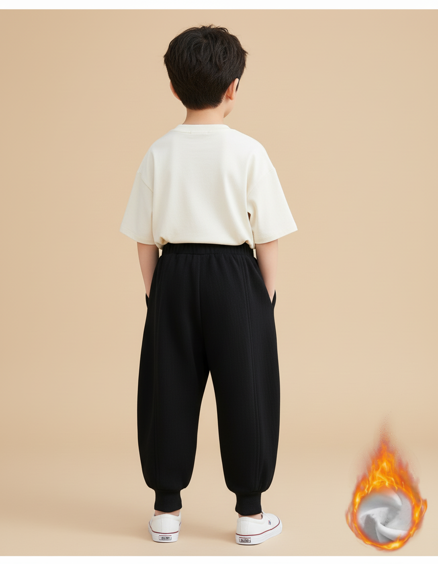 Pantalon Baggy Noir Ample Molletonné Doublé Hiver - vue 2
