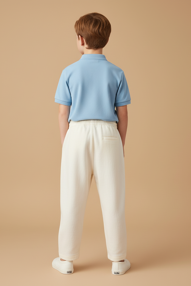 Pantalon Baggy Crème Coton Ample Confortable Enfant - Beige Molleton - vue 2