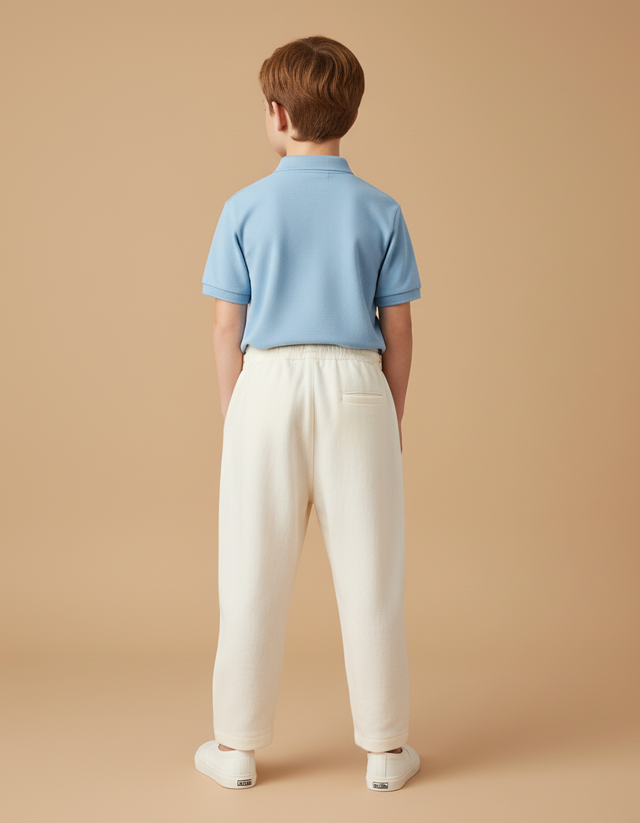 Pantalon Baggy Crème Coton Ample Confortable Enfant - Beige Molleton - vue 2