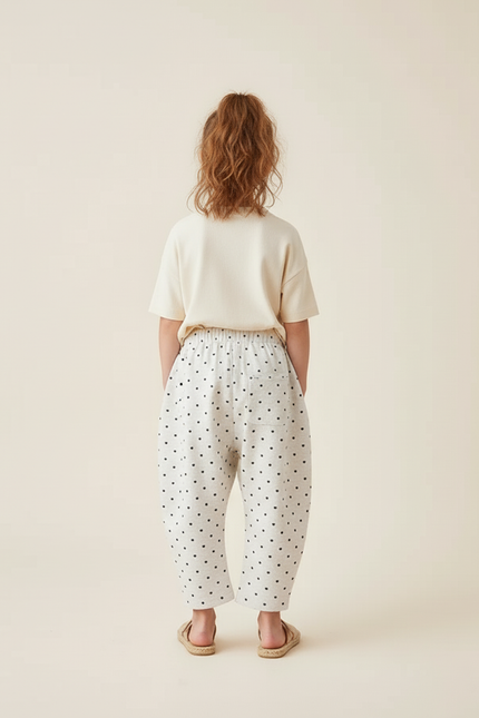 Pantalon Baggy Cœurs Gris Ample Décontracté Enfant - Molleton - vue 2