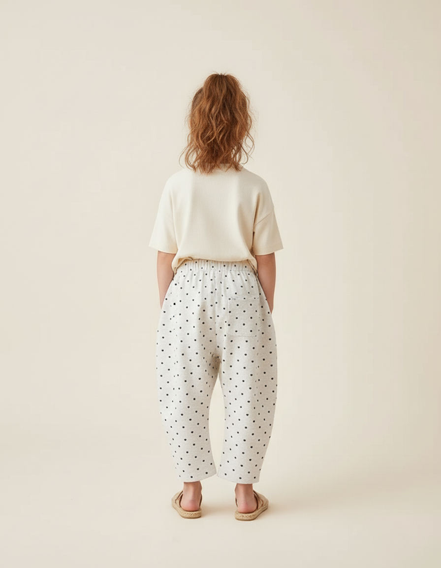 Pantalon Baggy Cœurs Gris Ample Décontracté Enfant - Molleton - vue 2