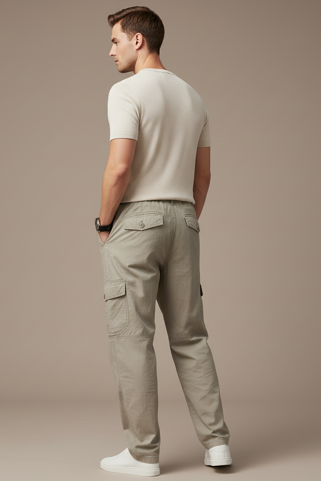 Pantalon Baggy Homme Kaki Cargo - Toile - vue 2