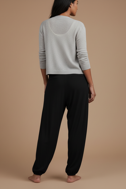 Pantalon Baggy Noir Ample Fluide Confortable Femme - Viscose - vue 2