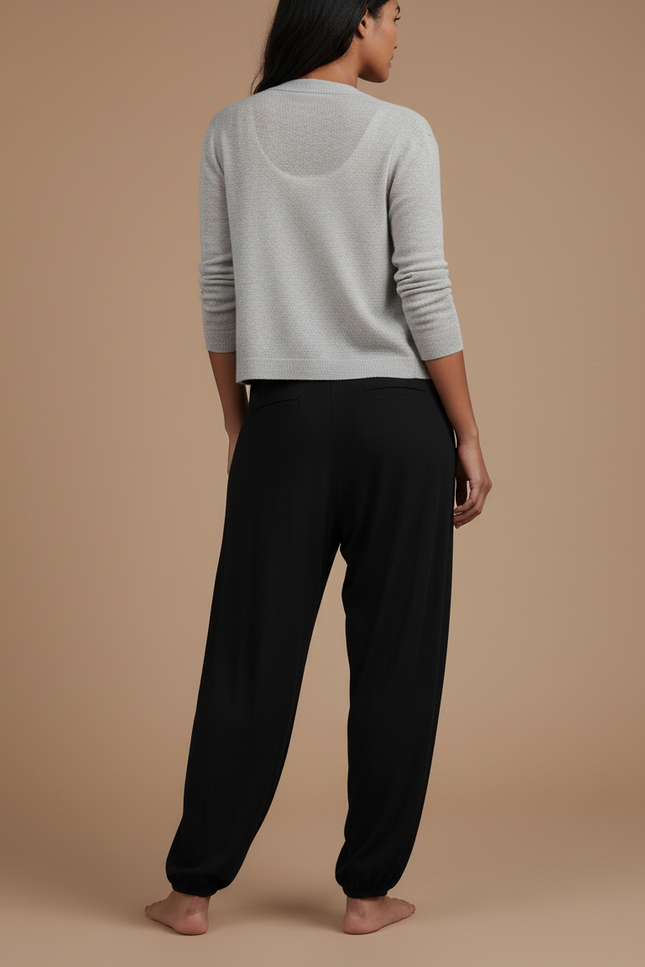 Pantalon Baggy Noir Ample Fluide Confortable Femme - Viscose - vue 2