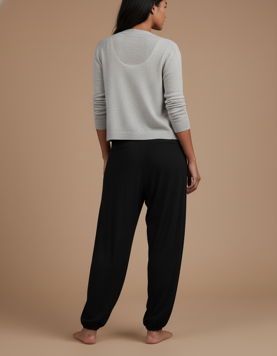 Pantalon Baggy Noir Ample Fluide Confortable Femme - Viscose - vue 2