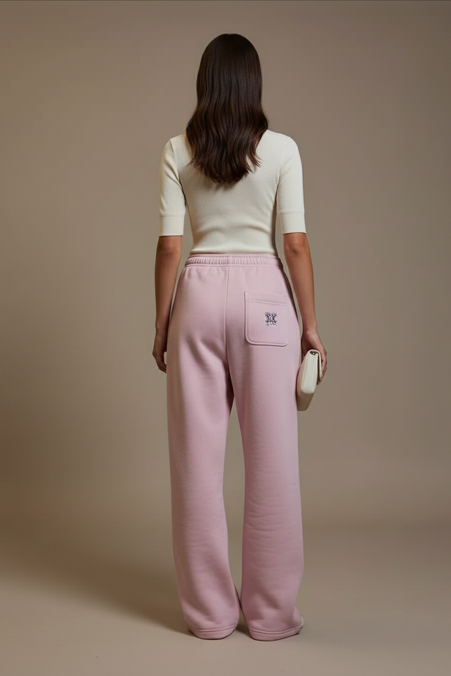 Pantalon Baggy Rose Imprimé Streetwear Ample Décontracté - Molleton - vue 2
