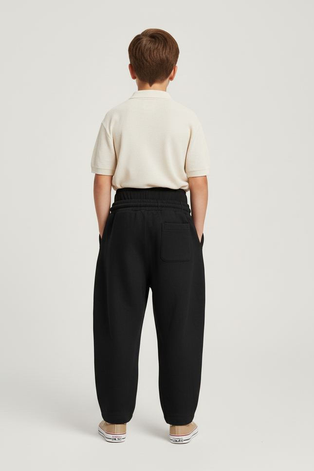 Pantalon Baggy Noir Ample Cordon Sport Garçon - Molleton - vue 2