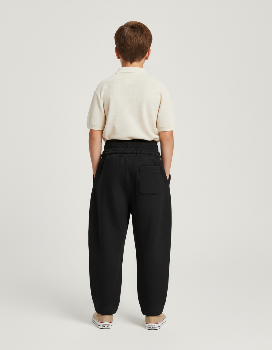 Pantalon Baggy Noir Ample Cordon Sport Garçon - Molleton - vue 2