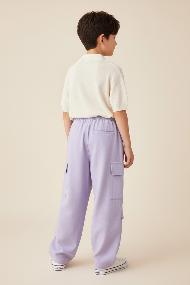 Pantalon Baggy Violet Cordon Ample Cargo Enfant - Toile - vue 2