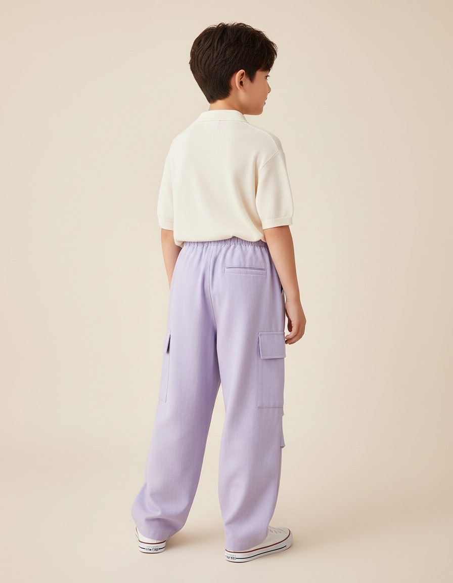 Pantalon Baggy Violet Cordon Ample Cargo Enfant - Toile - vue 2
