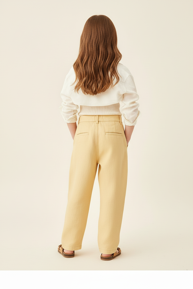 Pantalon Baggy Jaune Lin Ample Décontracté Enfant - vue 2