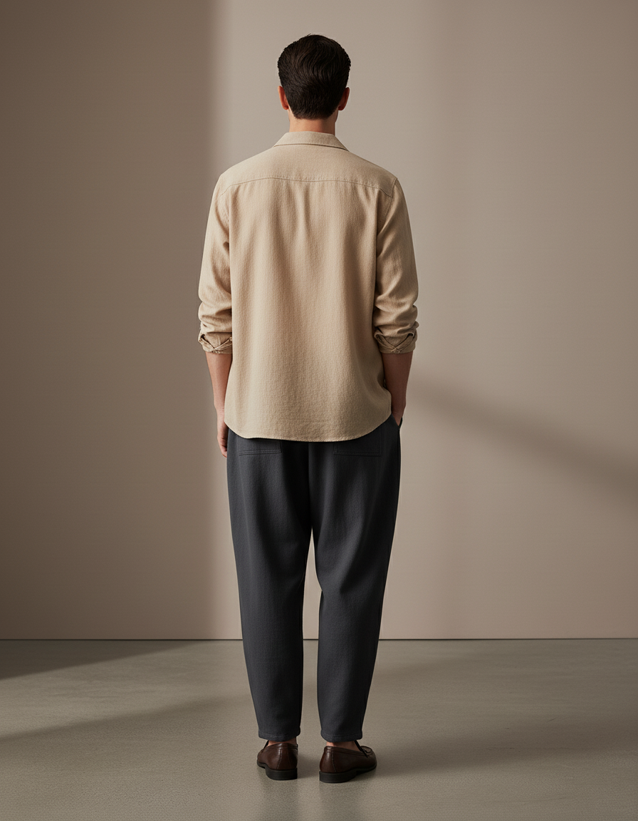 Pantalon Baggy Anthracite Ample Cordon Décontracté Fluide - Gris Laine - vue 2
