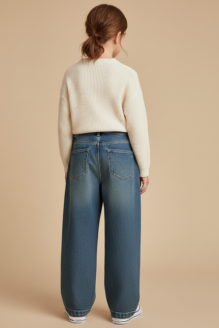 Pantalon Baggy Denim Large Bleu Décontracté Enfant - Jean - vue 2