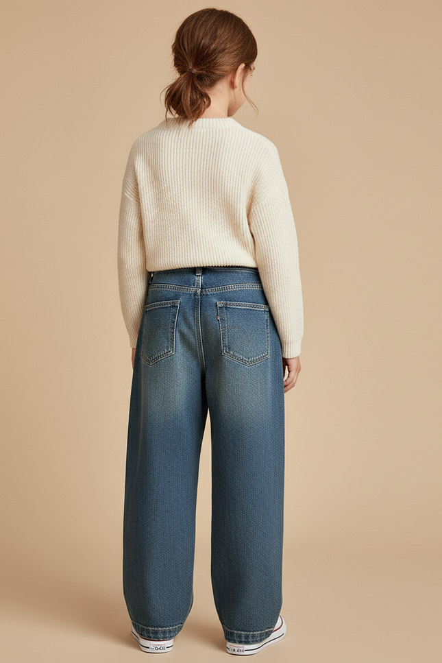 Pantalon Baggy Denim Large Bleu Décontracté Enfant - Jean - vue 2