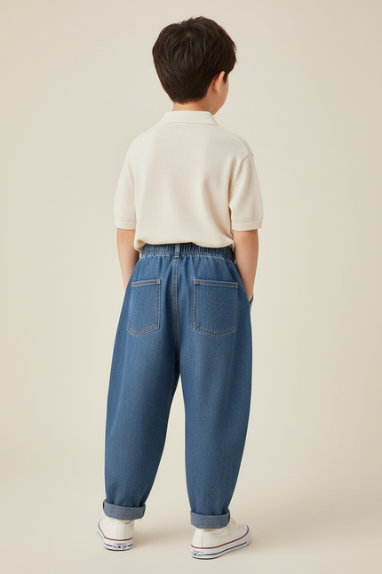 Pantalon Baggy Jean Bleu Ample Confortable Garçon - vue 2