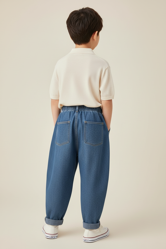 Pantalon Baggy Jean Bleu Ample Confortable Garçon - vue 2