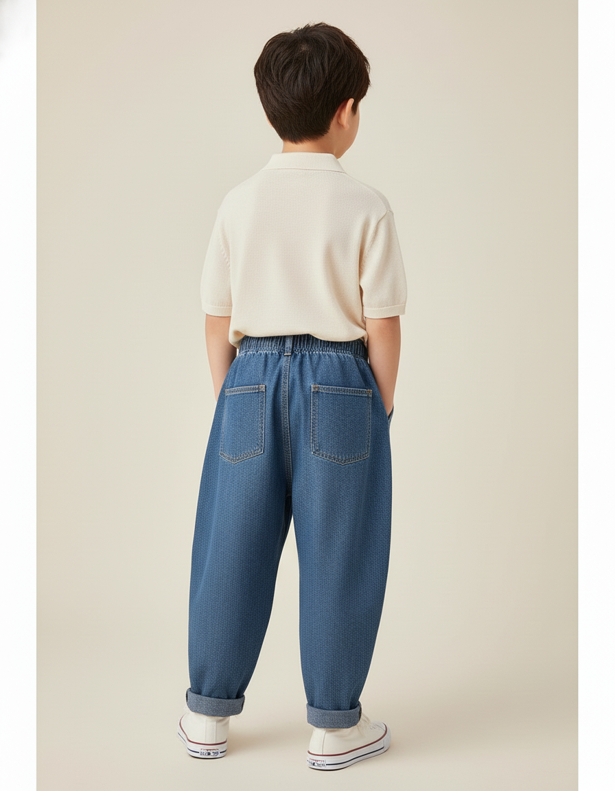 Pantalon Baggy Jean Bleu Ample Confortable Garçon - vue 2