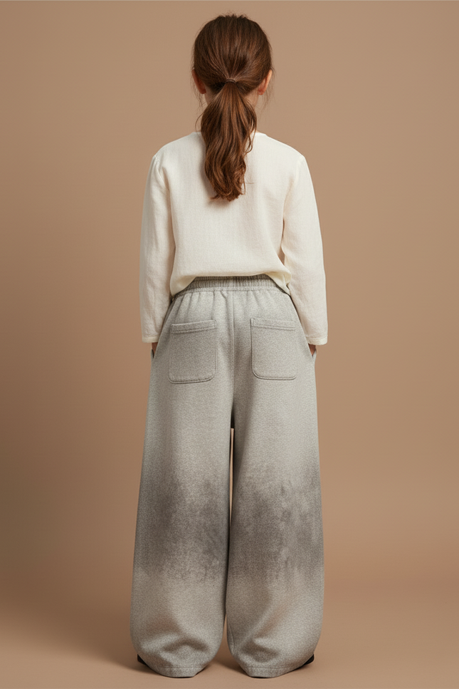 Pantalon Baggy Gris Ample Cordon Imprimé Américain - Molleton - vue 2