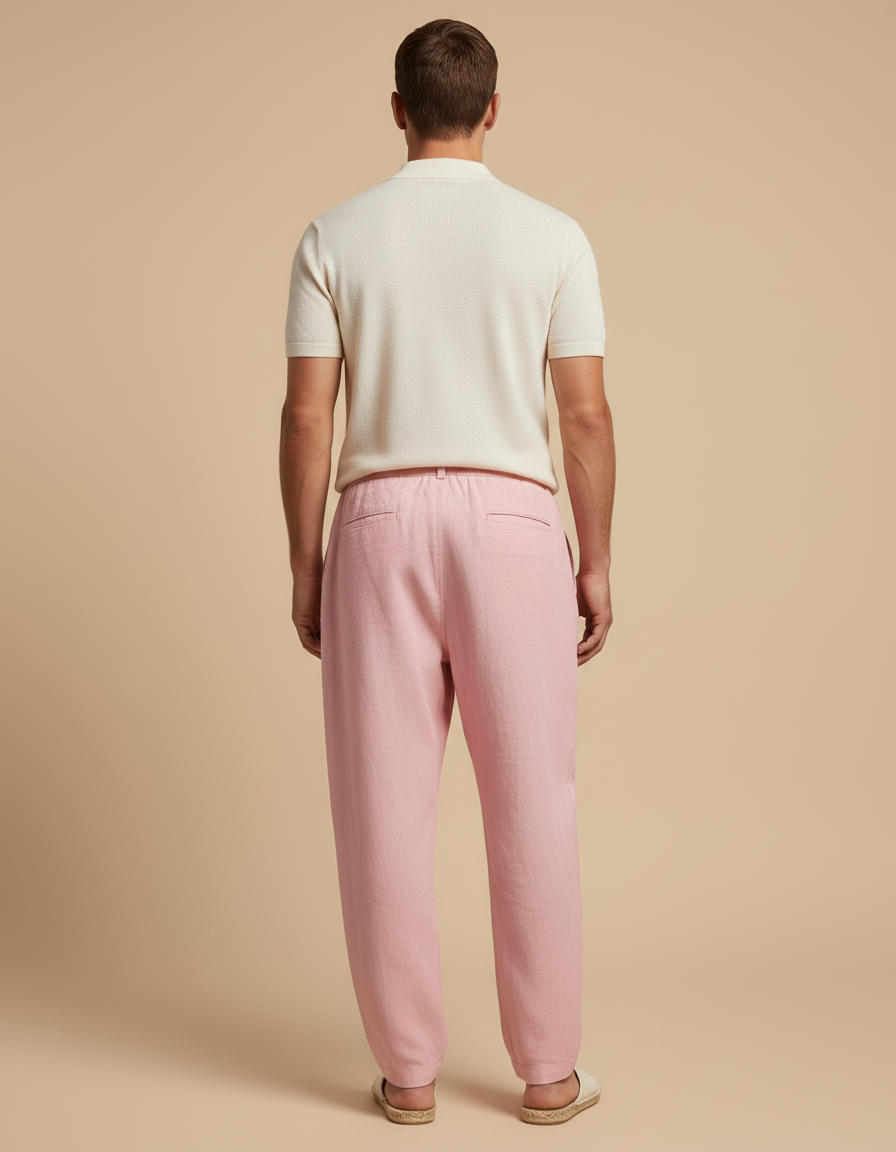 Pantalon Baggy Rose Lin Cordon Décontracté Homme - vue 2