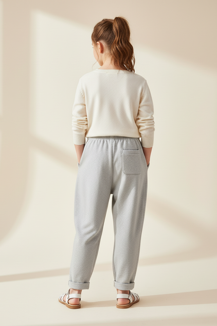 Pantalon Baggy Gris Élastique Droit Enfant - Molleton - vue 2