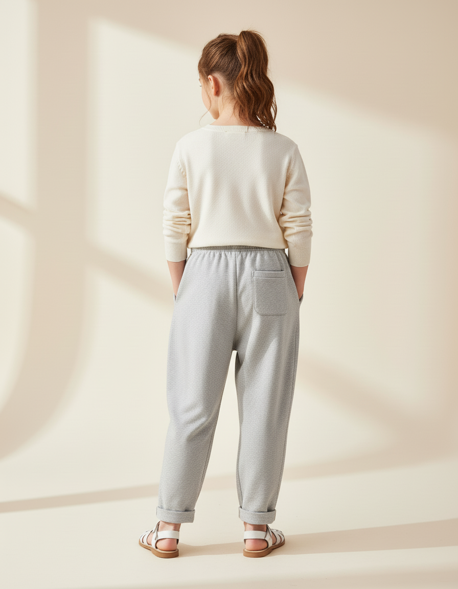 Pantalon Baggy Gris Élastique Droit Enfant - Molleton - vue 2