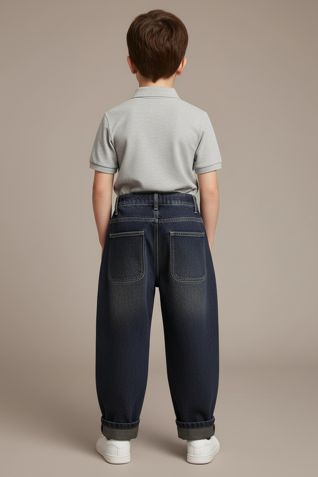 Pantalon Baggy Denim Bleu Ample Garçon Décontracté - Marine Jean - vue 2