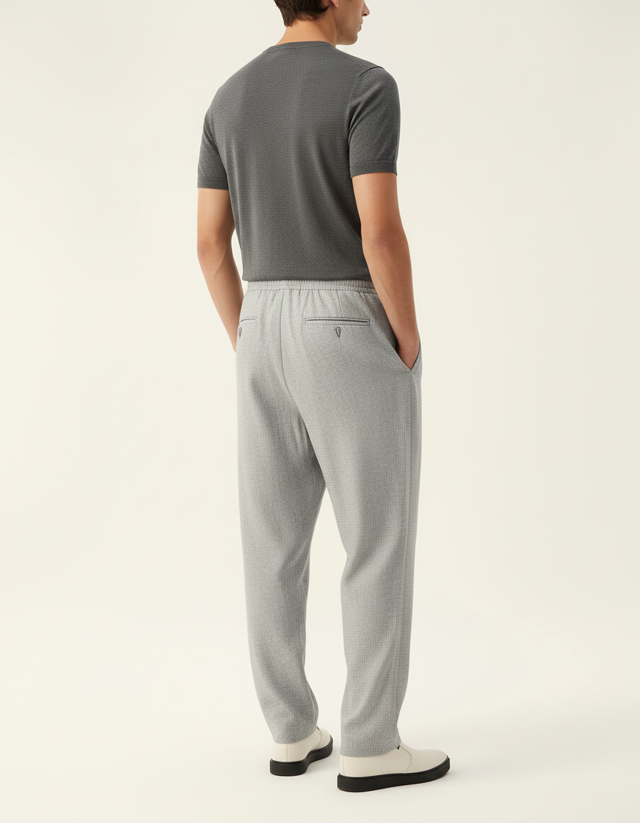 Pantalon Baggy Gris Clair Ample Décontracté Cordon Homme - Molleton - vue 2