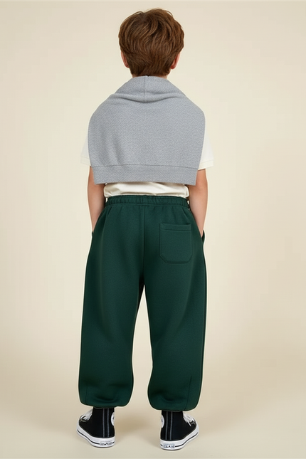 Pantalon Baggy Vert Ample Brodé Décontracté Garçon - Molleton - vue 2