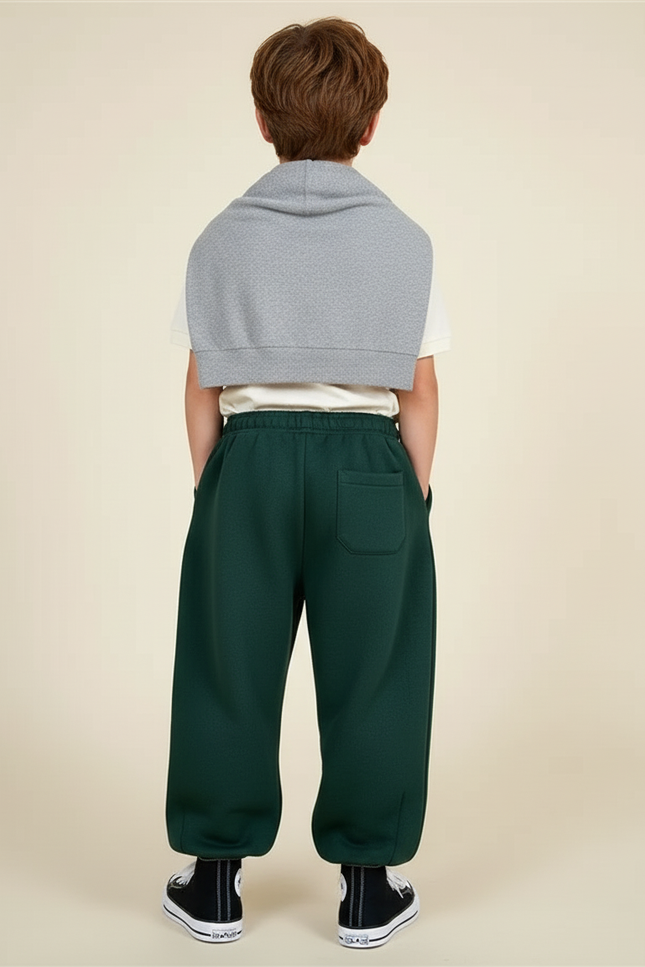 Pantalon Baggy Vert Ample Brodé Décontracté Garçon - Molleton - vue 2