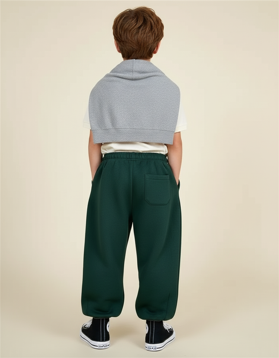 Pantalon Baggy Vert Ample Brodé Décontracté Garçon - Molleton - vue 2