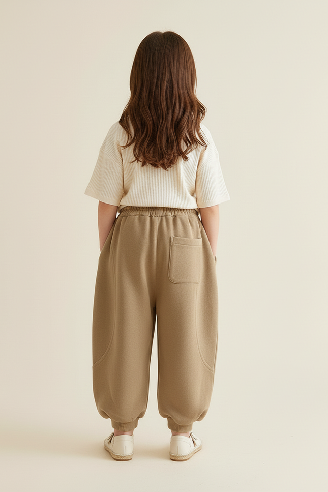 Pantalon Baggy Kaki Ample Molleton Confortable Enfant - vue 2