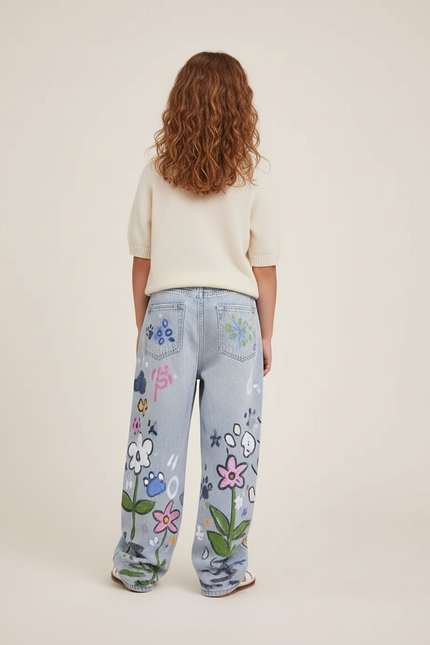 Pantalon Baggy Jean Imprimé Animaux Ample Décontracté Enfant - vue 2