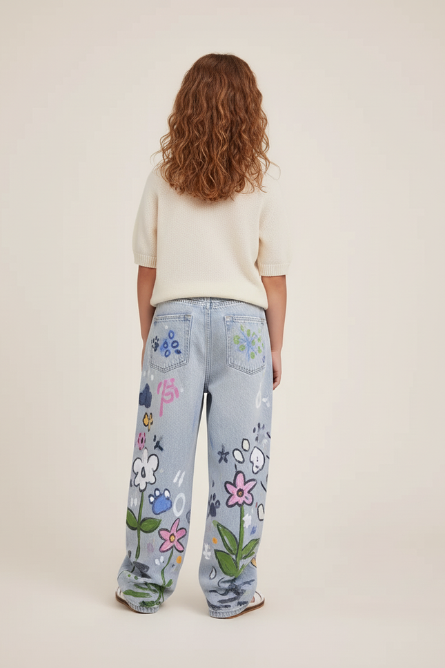 Pantalon Baggy Jean Imprimé Animaux Ample Décontracté Enfant - vue 2