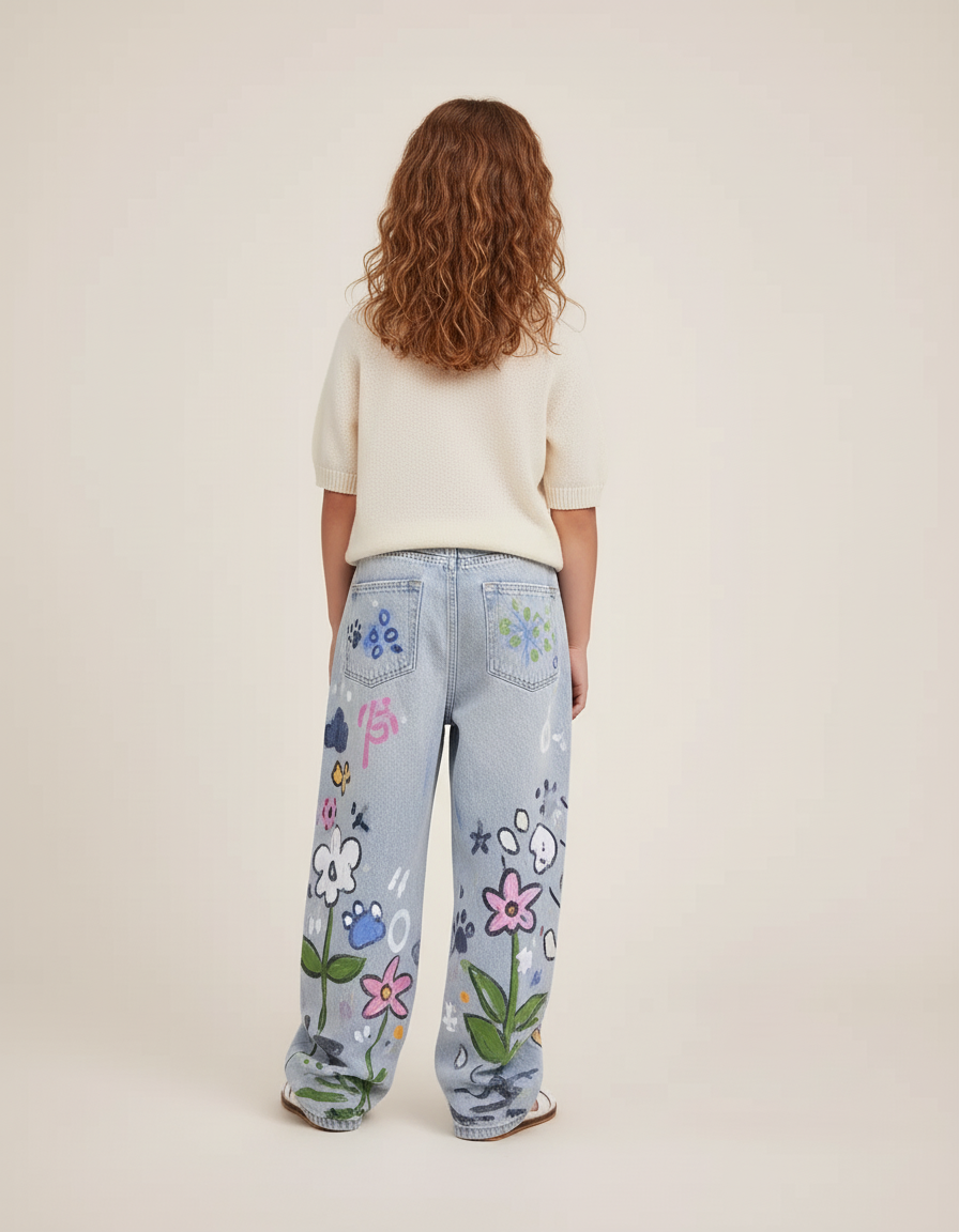 Pantalon Baggy Jean Imprimé Animaux Ample Décontracté Enfant - vue 2