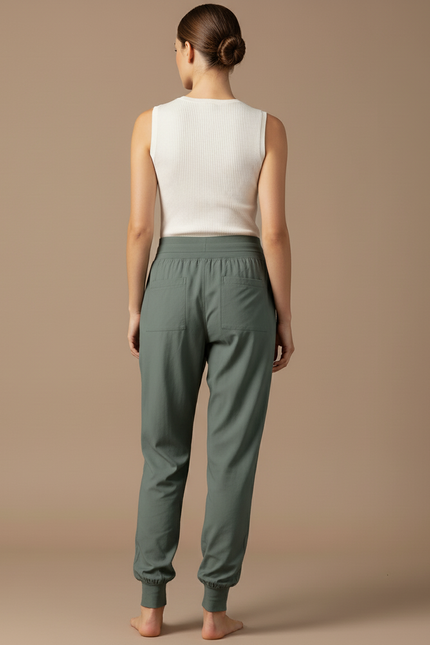 Pantalon Baggy Vert Kaki Fluide Sport Femme - Polyester - vue 2