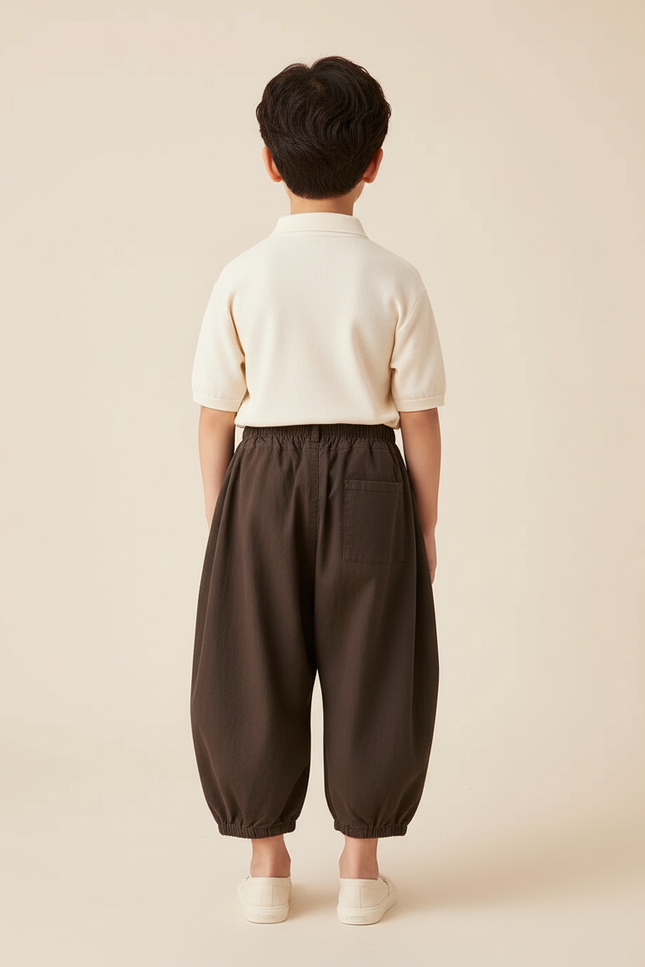 Pantalon Baggy Marron Ample Coton Enfant - vue 2