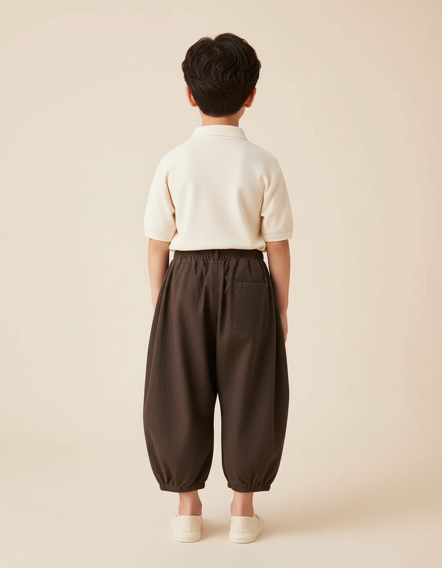 Pantalon Baggy Marron Ample Coton Enfant - vue 2