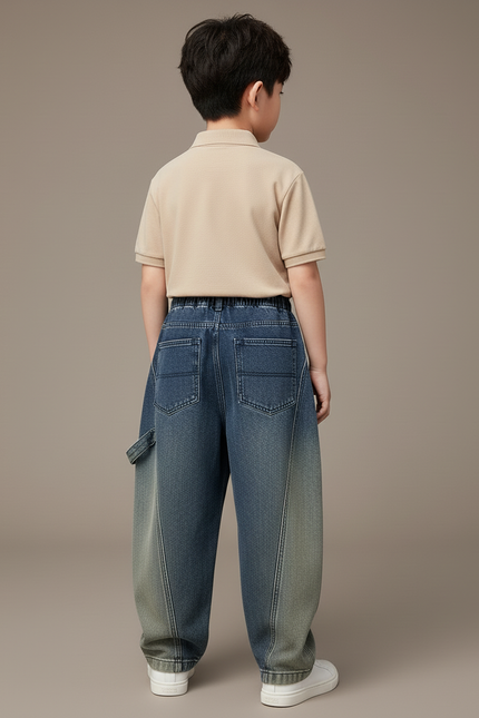 Pantalon Baggy Jean Bleu Dégradé Ample Garçon - vue 2