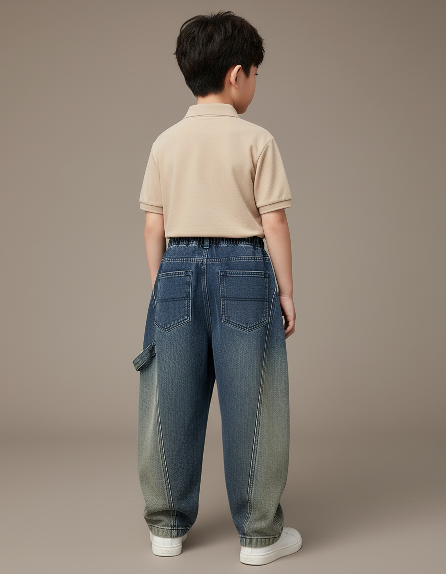 Pantalon Baggy Jean Bleu Dégradé Ample Garçon - vue 2