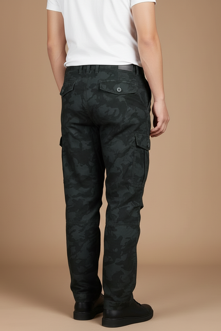 Pantalon Baggy Camouflage Cargo Coton Homme Décontracté - Vert - vue 2