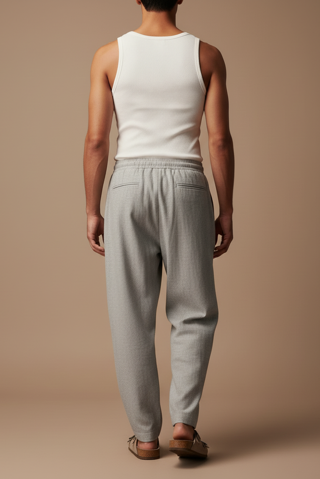 Pantalon Baggy Gris Sport Décontracté Cordon Fluide Homme - Laine - vue 2